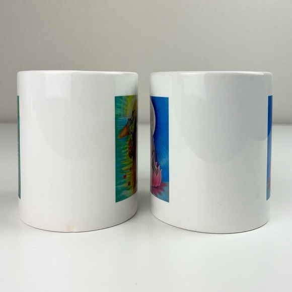 ORCA COATINGS Sue Halstenberg Art Ceramic Goddess Mugs Set of 2 Lakshmi Kuan Yin - Picture 7 of 15